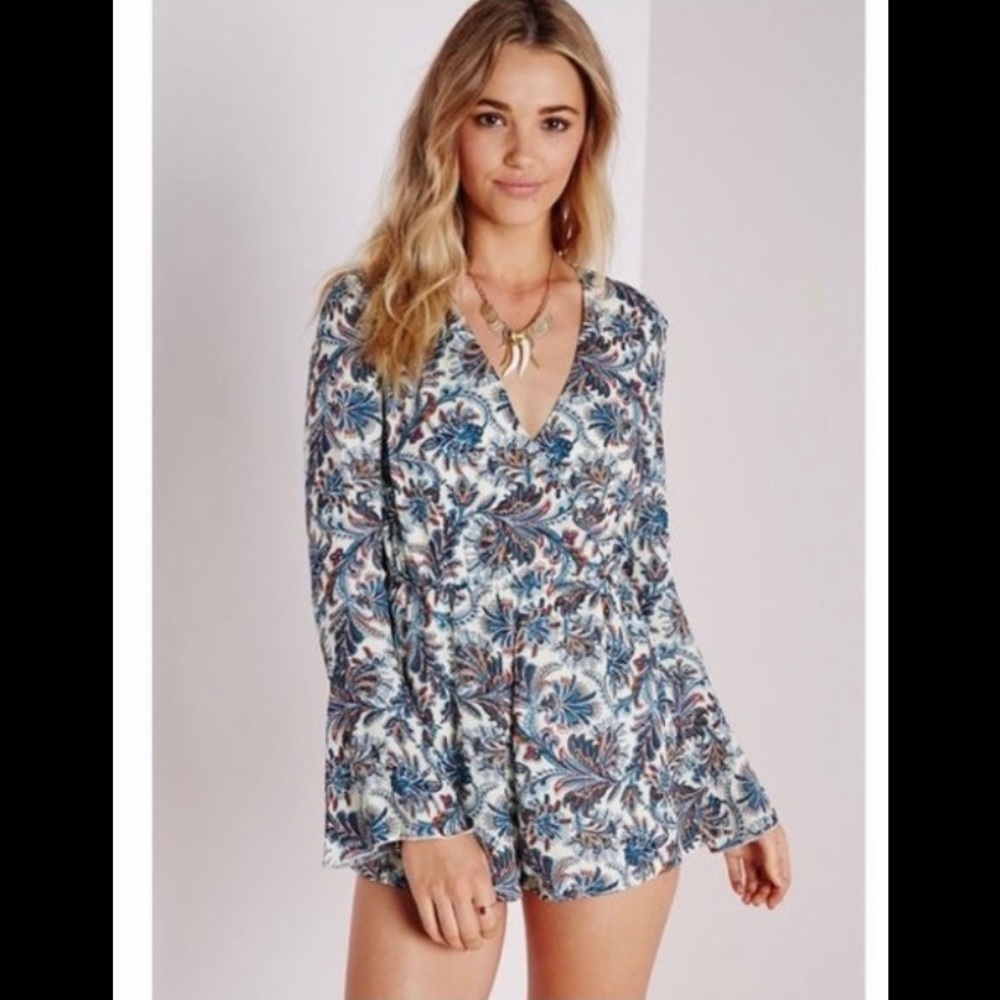 Misguided paisley playsuit long sleeve romper